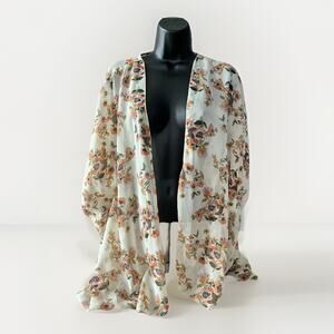 Live 4 Truth Floral Kimono Cardigan Size XL Ivory Peach Open Front New w Tags